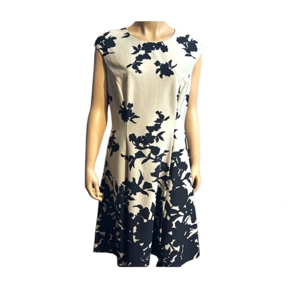 London Style Black and Cream Midi Dress - Picture 4 of 12